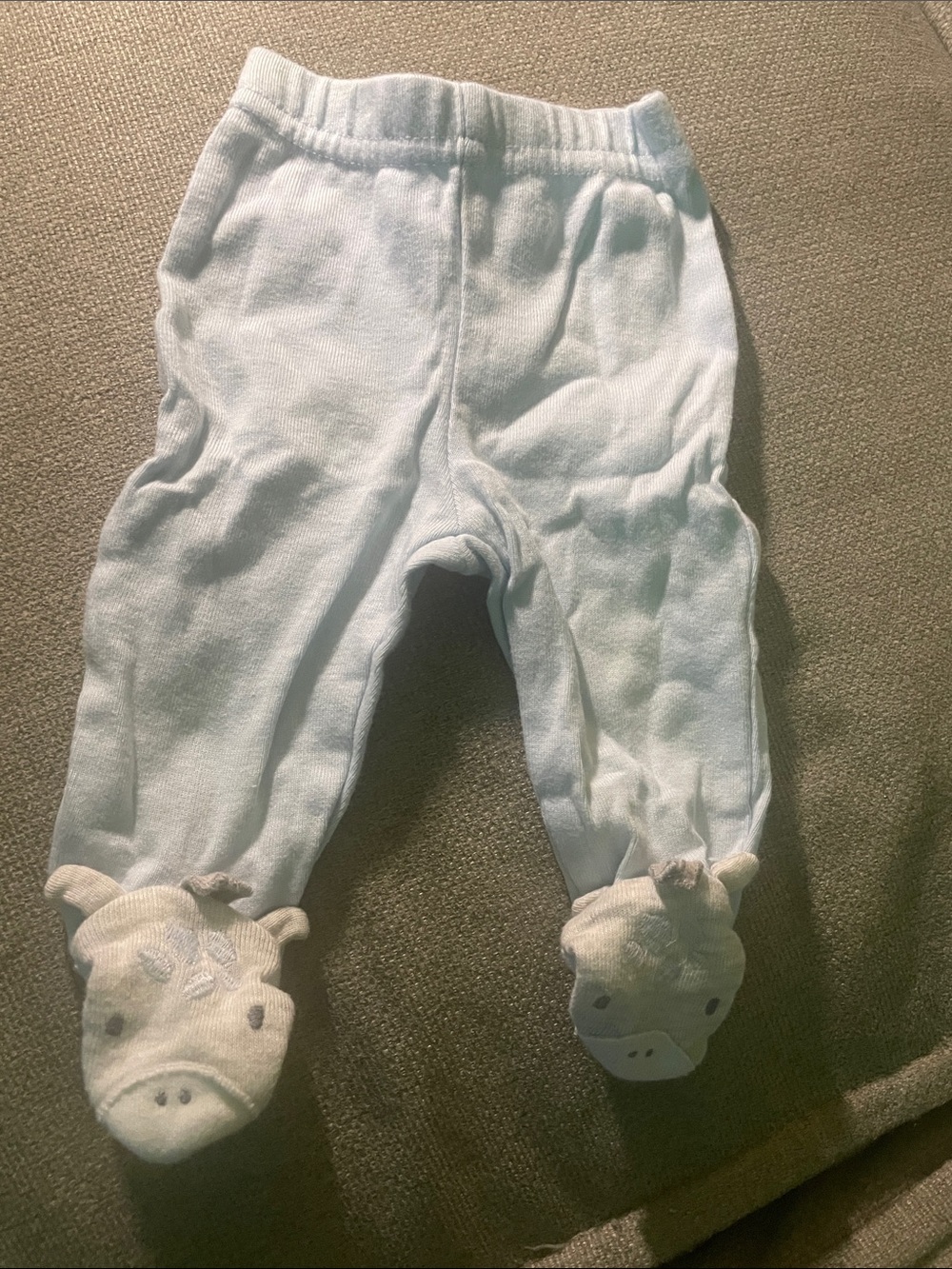 Preemie Carters Just One You Light Blue Baby Footed One-Piece with Animal Bootie